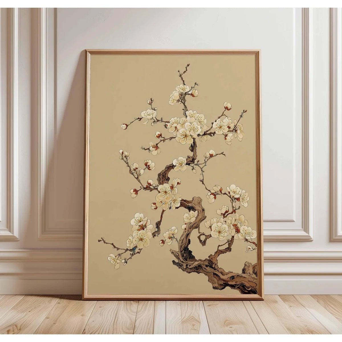 Japanese Retro Bonsai Canvas Print | Ukiyo-e Botanical Wall Art Canvas Wall Art Qst