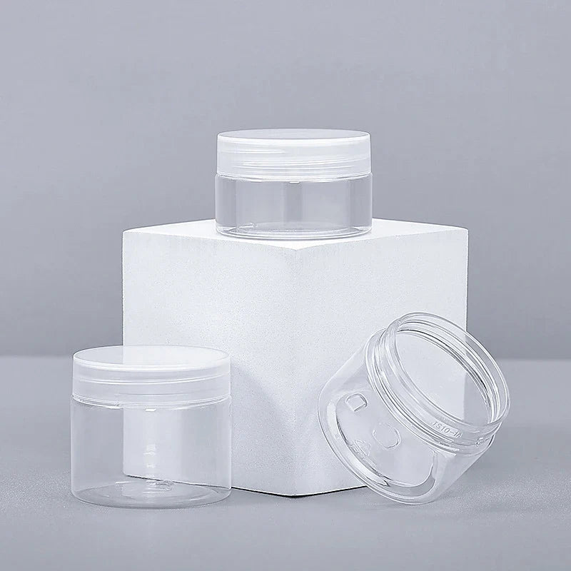 Refillable Plastic Travel Jars – Empty Cosmetic Containers, Set of 5 Cosmetic Travel Jars Qme