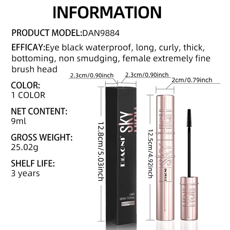 DIAONI Sky-High Lift Mascara – Waterproof & Smudge-Proof Waterproof Mascara Qme