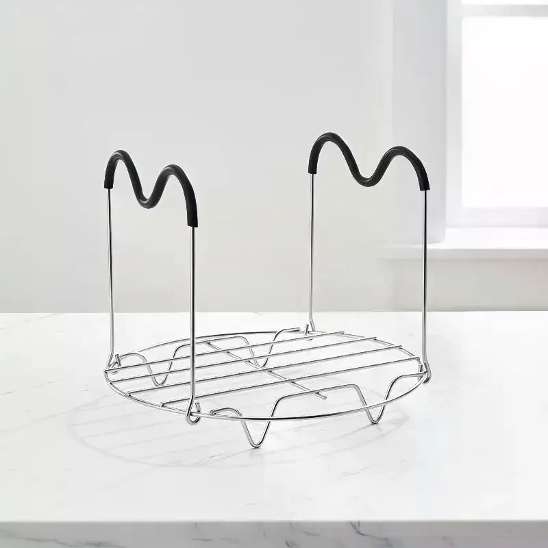 Stainless Steel Steamer Rack Trivet with Silicone Handles Steamer Rack Trivet Qme