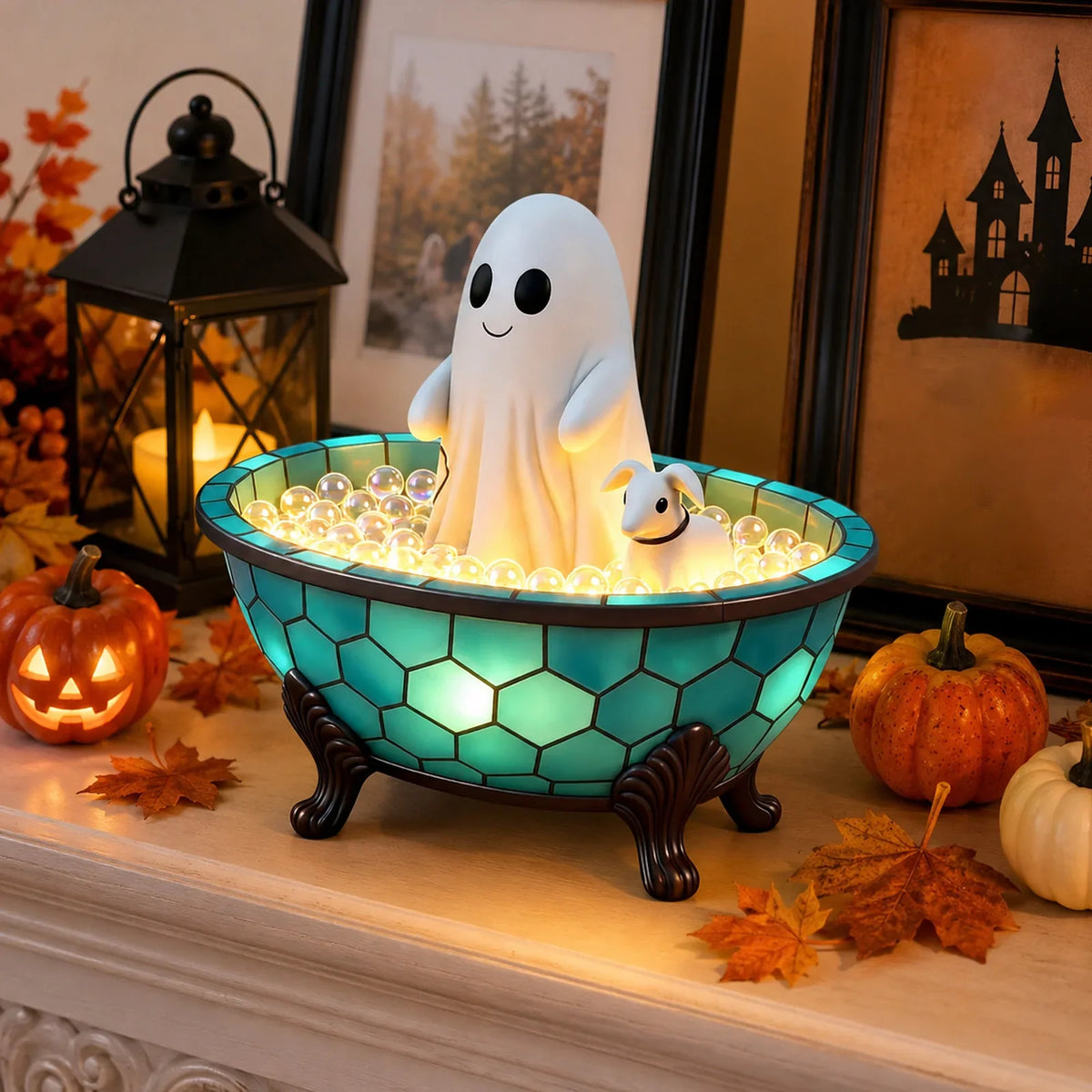 Halloween Bathtub Figurine Night Light – Cute Indoor Lamp Figurine Night Light Qme