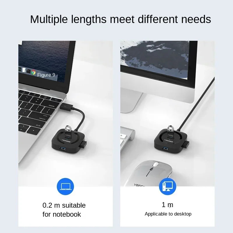 Mini USB 3.0 Hub – 4-Port High-Speed Splitter Expander USB Hub Qme