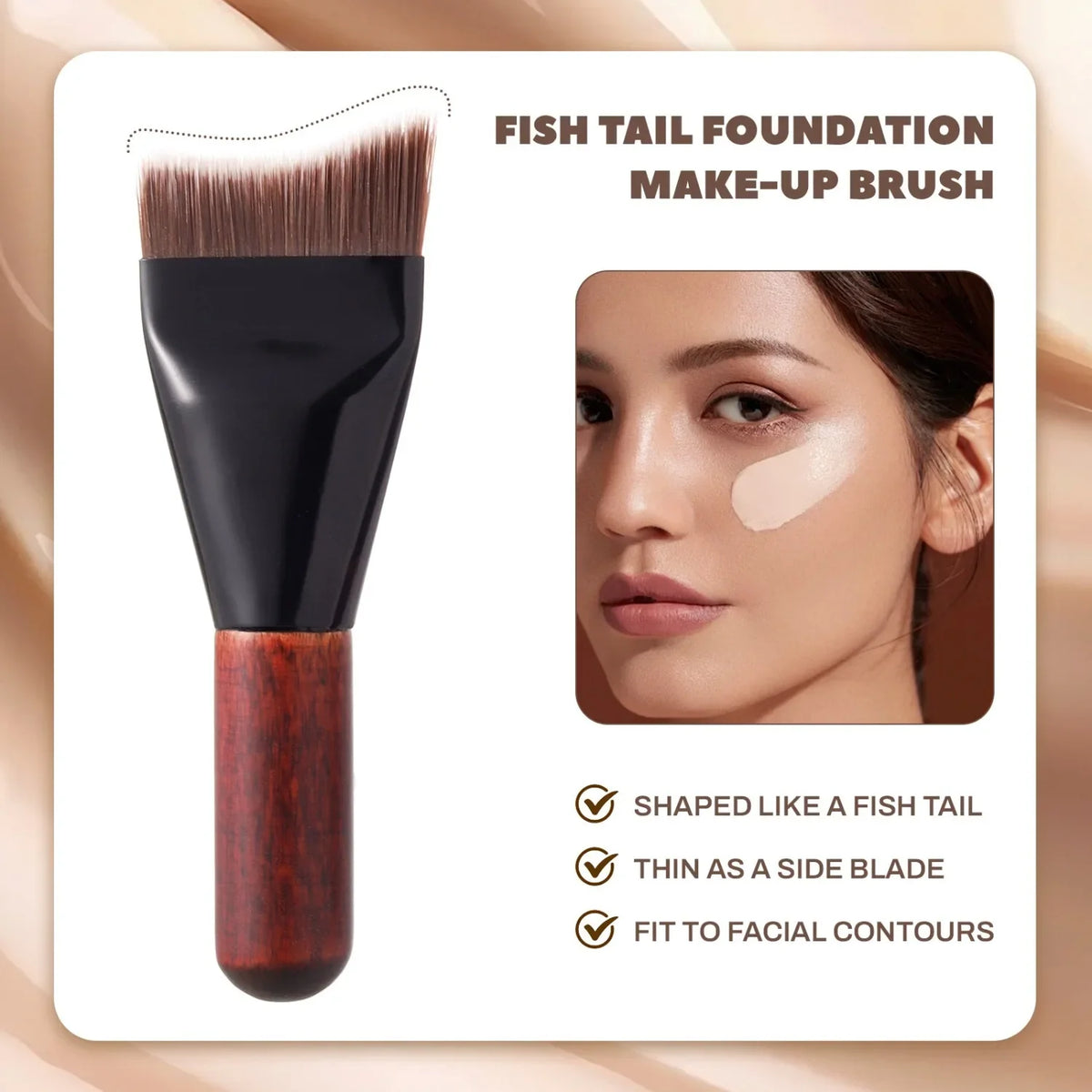 Mini Flat Foundation Brush – Streak-Free Synthetic | Qme Foundation Brush Qme
