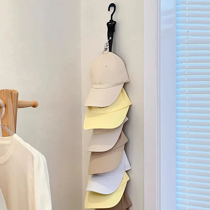Wall-Mounted Baseball Cap Hanger Organizer with 8 Clips Cap Hanger Organizer Qme