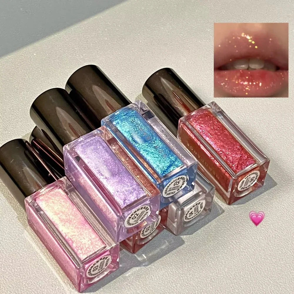 Multichrome Diamond Shimmer Lip Gloss – Glitter Metallic Shimmer Lip Gloss Qme