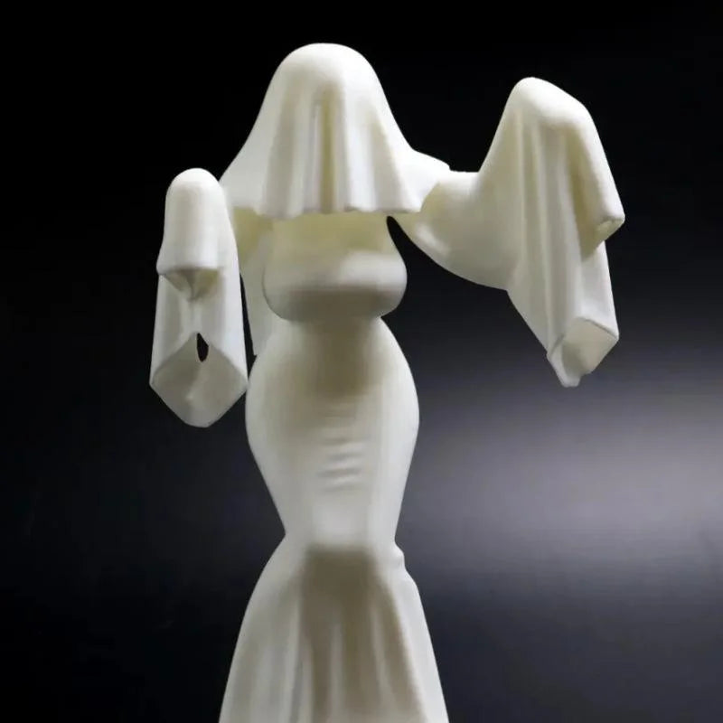 Halloween Ghost Bride Sculpture – 3D Printed Gothic Figurine Gothic Desktop Figurine Qst