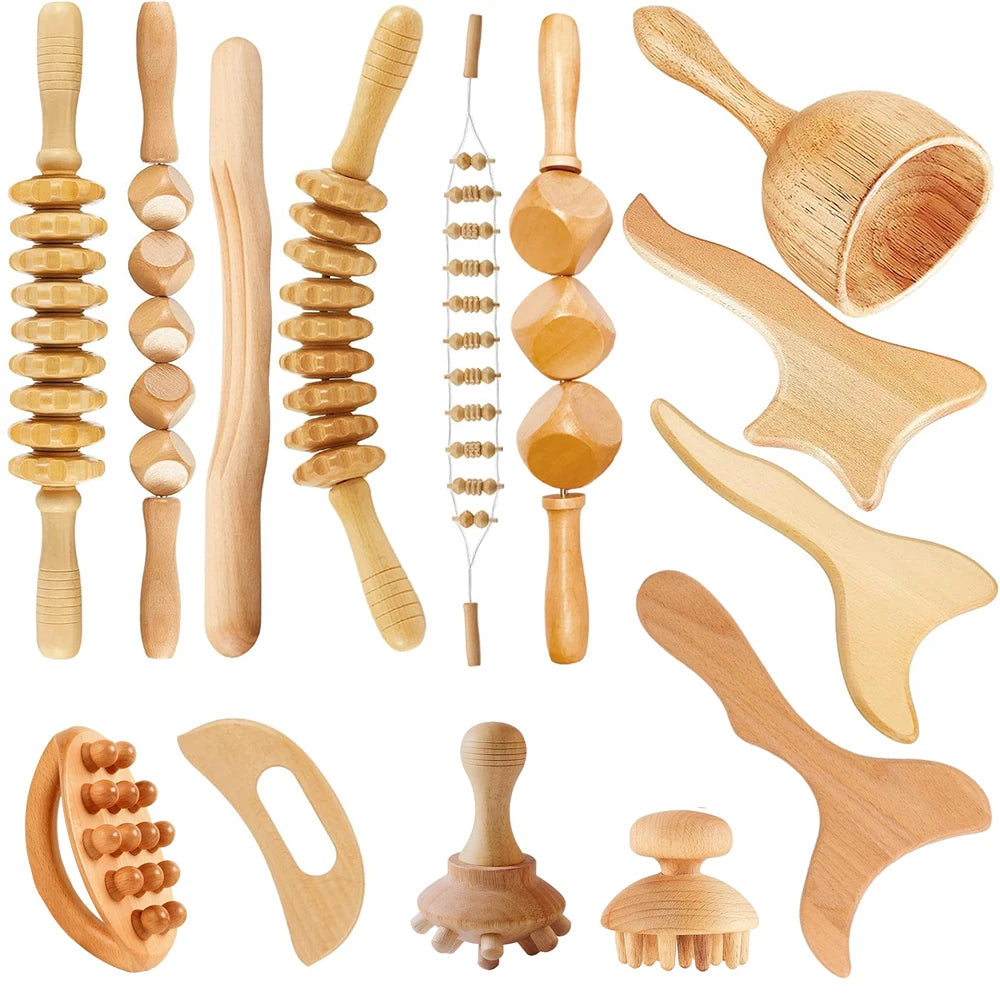 Wood Maderoterapia Massage Roller – Gua Sha Body Massager Wood Body Massager Qst