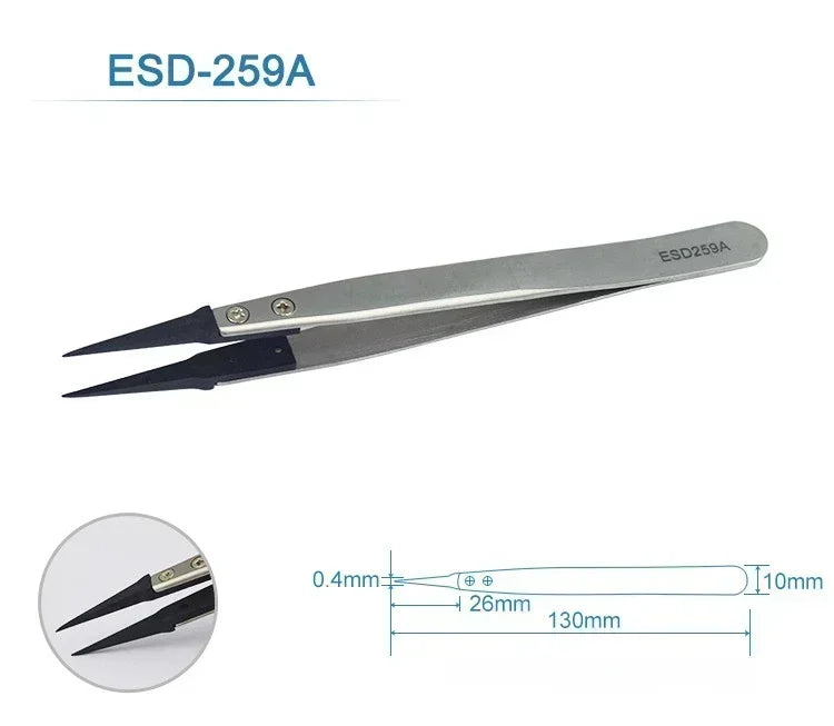 Watch Hand Installation Tweezers – Straight & Elbow ESD-Safe Precision Tweezers Qme ESD-259A