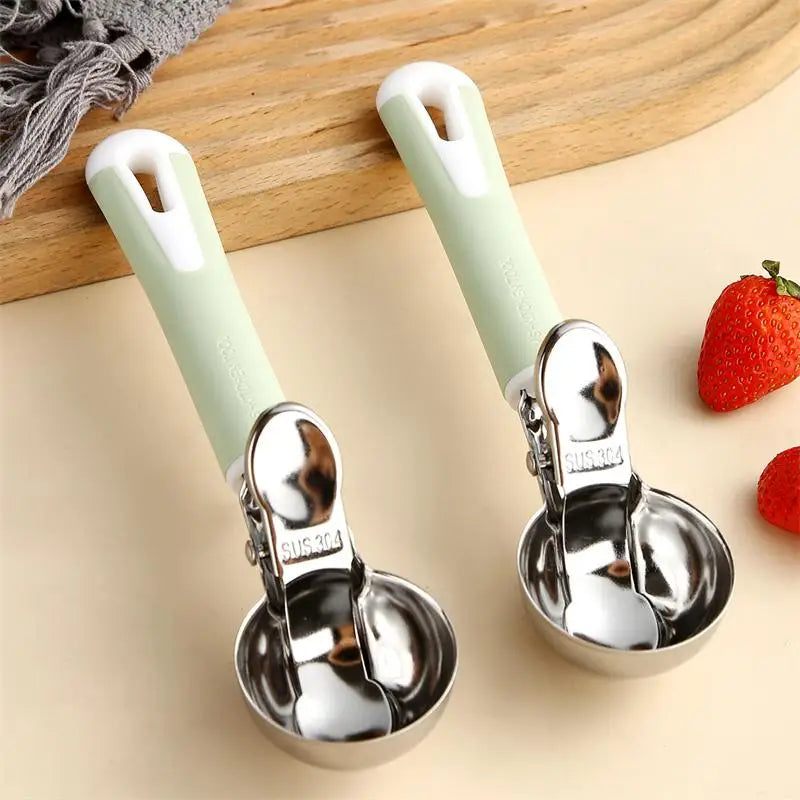 304 Stainless Steel Ice Cream Scoop & Fruit Baller – Non-Stick Ice Cream Scoop Qme