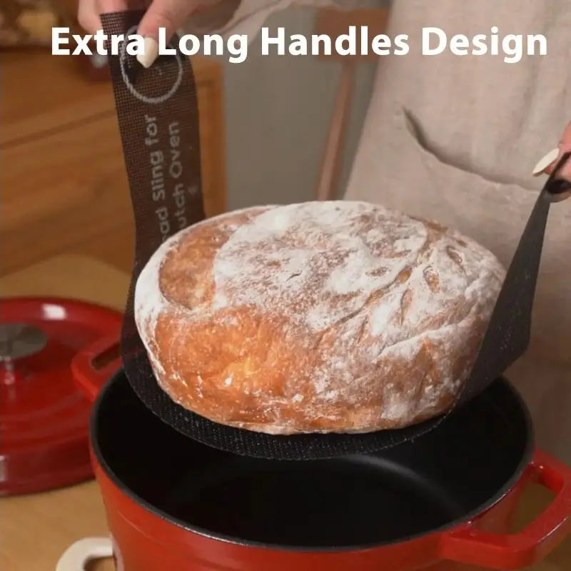 Perforated Silicone Bread Sling for Dutch Oven | Long Handle Silicone Bread Sling Qme