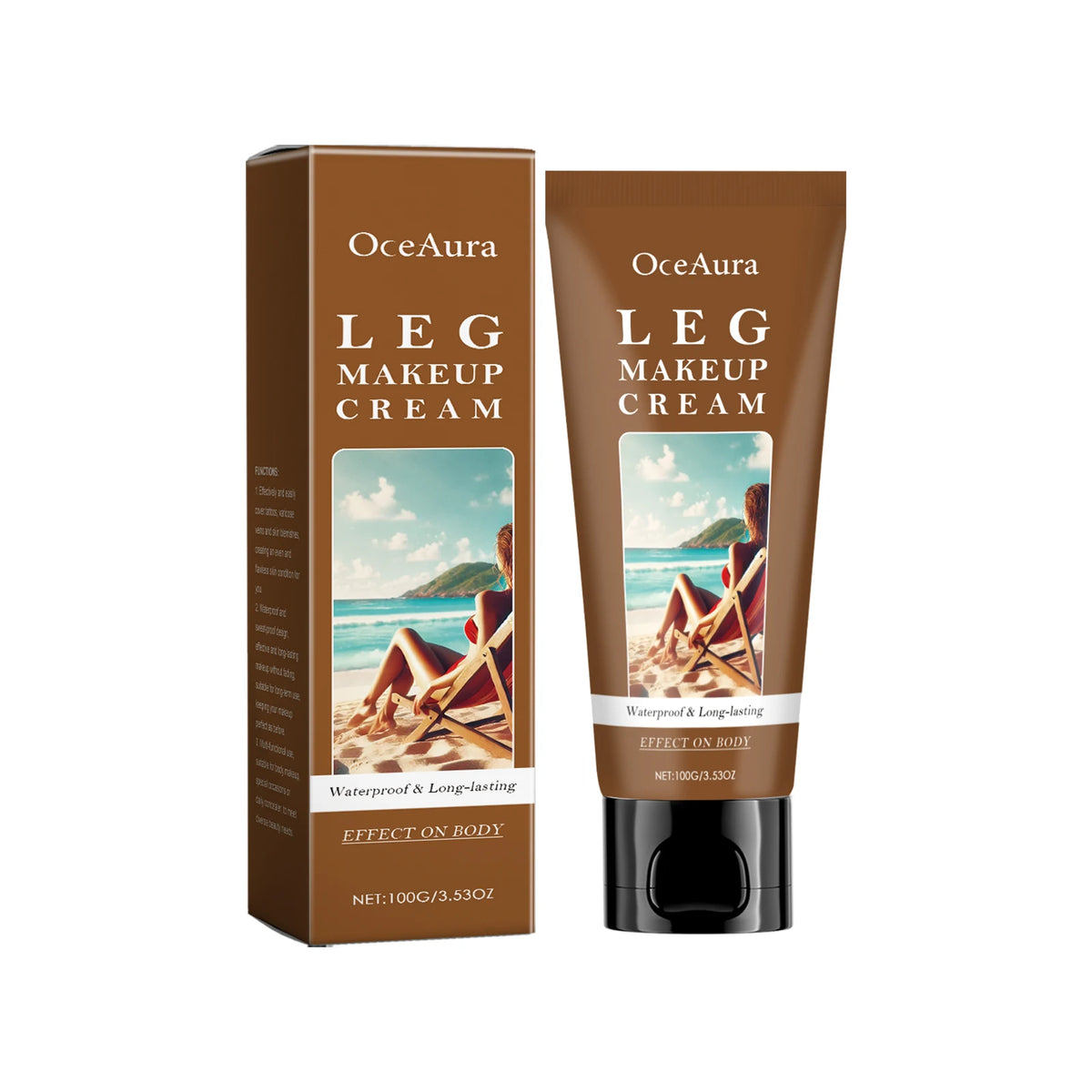 OceAura Waterproof Body Foundation – Full Coverage Leg Makeup Body Foundation Qst Cocoa color 1PCS