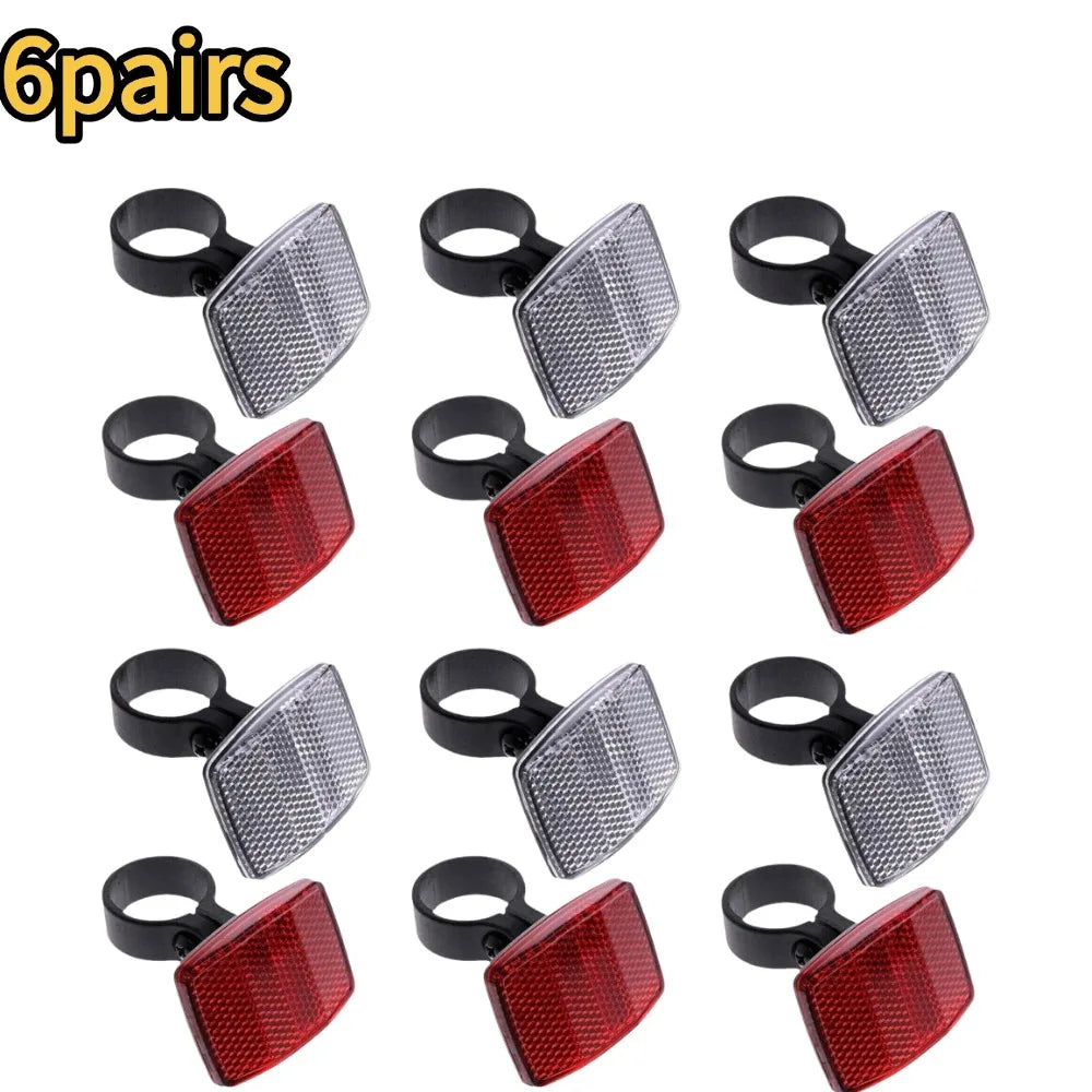 Bike Front & Rear Reflector Set with Mounting Bracket Bicycle Reflector Set Qme 6pairs