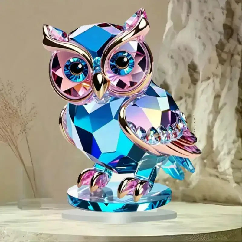 Crystal Acrylic Owl Desktop Figurine | Animal Home Décor Desktop Figurine Qme