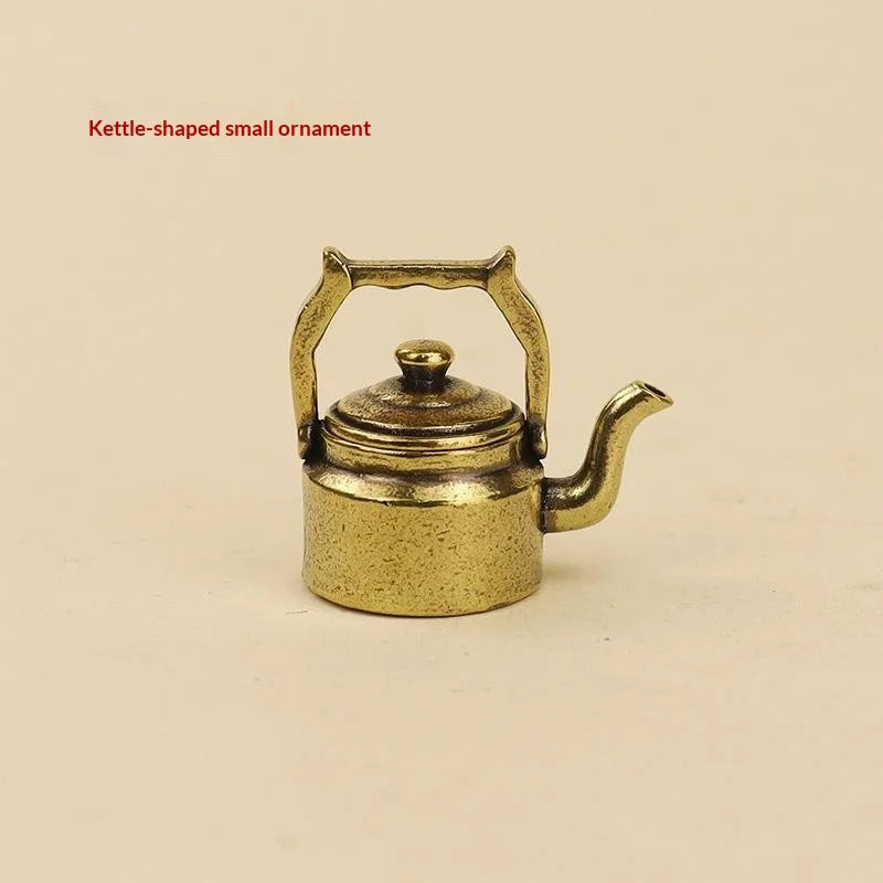 Antique Copper Mini Teapot Desk Ornament | Retro Resin Decor Miniature Desk Ornament Qme