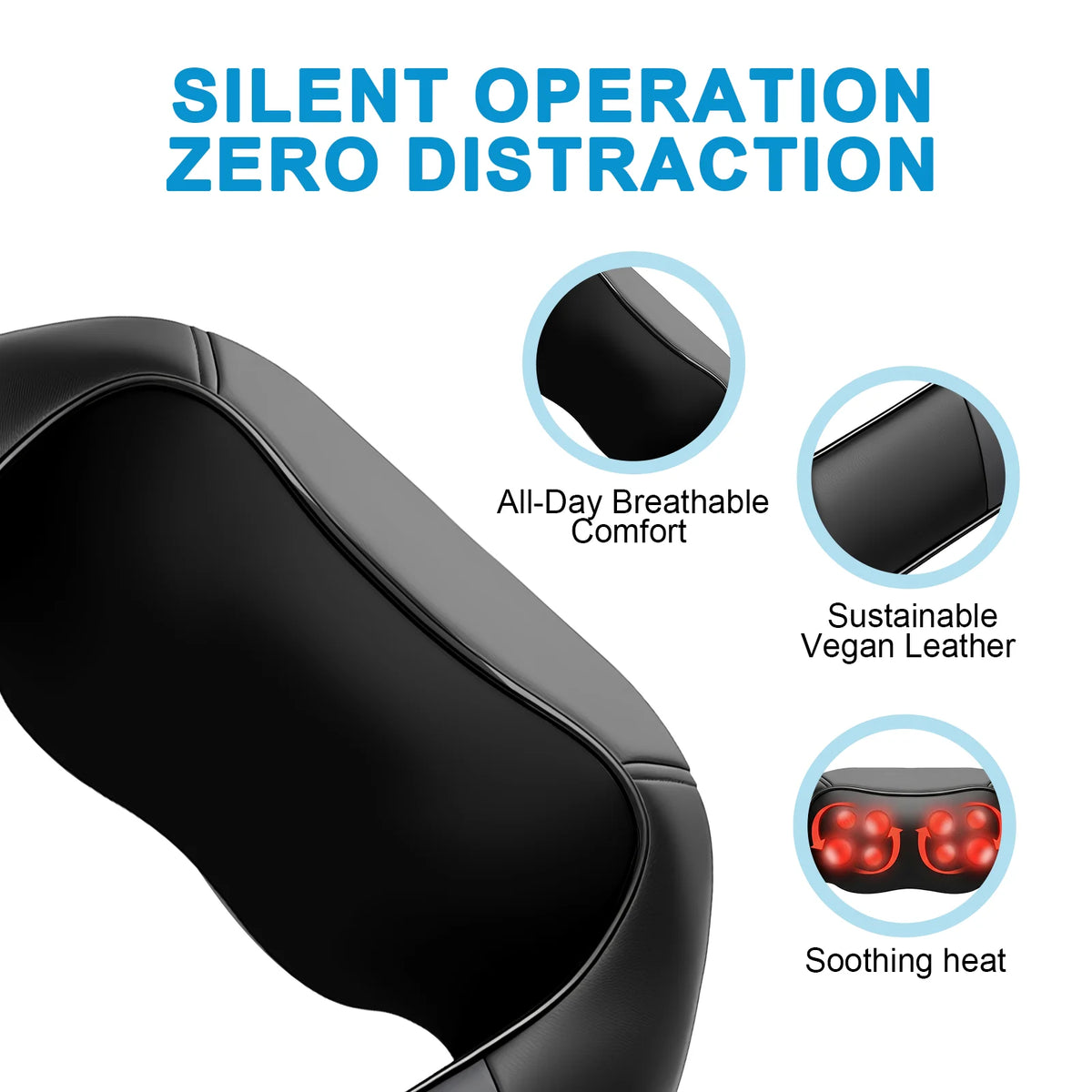 Leercon Shiatsu Neck Shoulder Massager – Heated Deep Kneading Shiatsu Neck Massager Qst