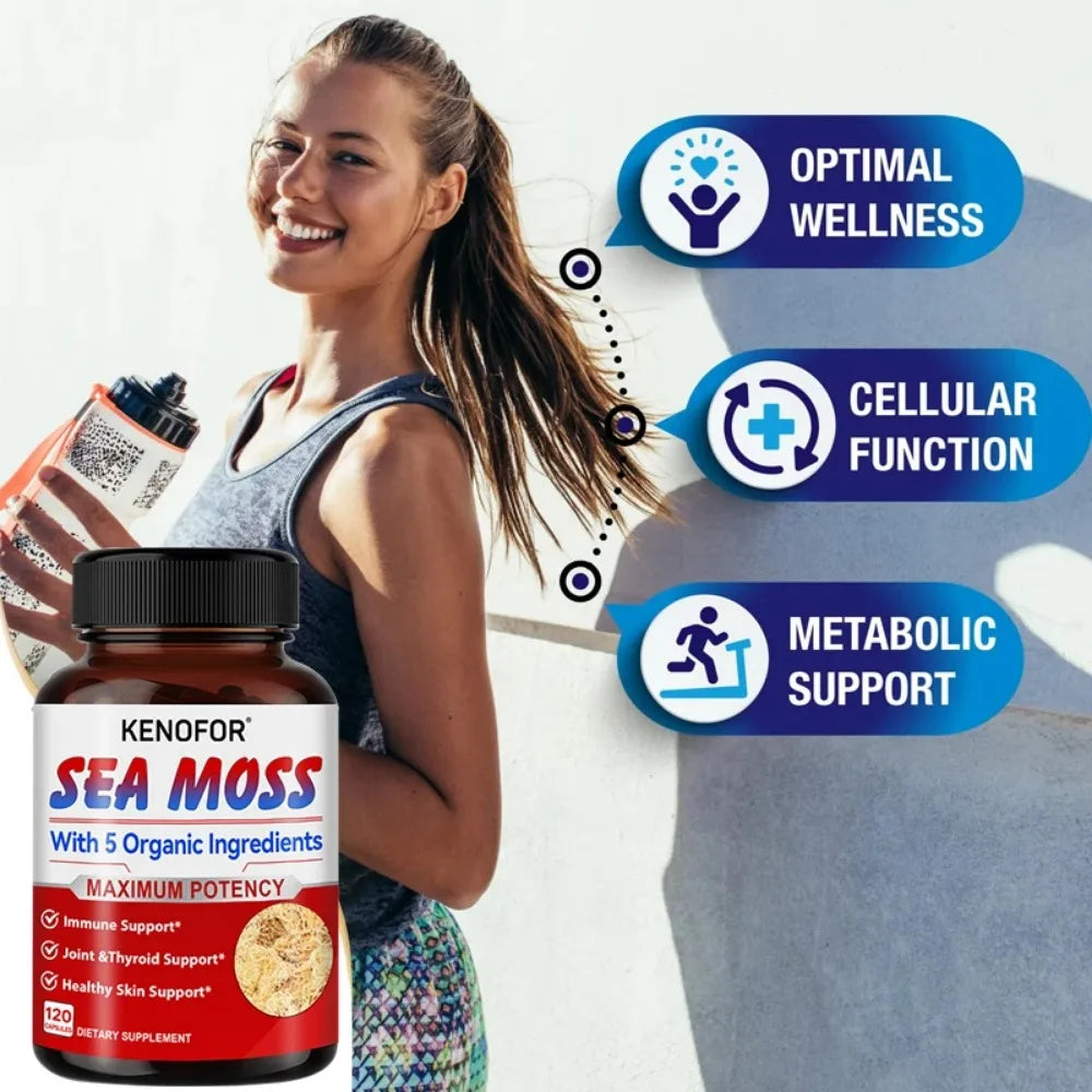 Organic Sea Moss Capsules – Skin, Gut & Immunity Support Sea Moss Supplement Qst