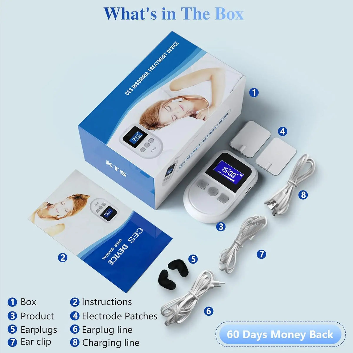 CES Sleep Aid Device – Ear Clip Microcurrent Neurostimulator CES Neurostimulator Device Qst US plug