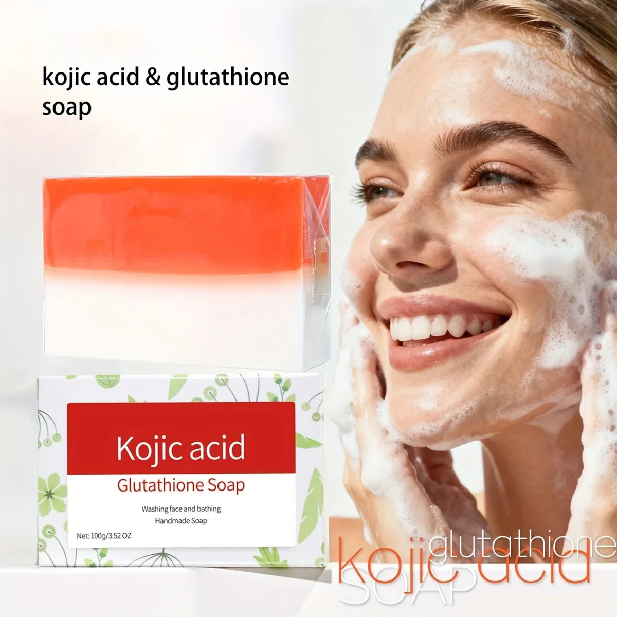 Kojic Acid & Glutathione Whitening Soap – Deep Cleansing Bar Whitening Bar Soap Qme