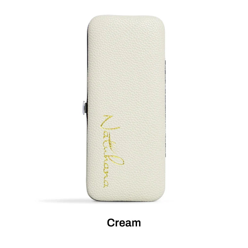 NATUHANA Eyelash Tweezer Case – PU Leather Protection Box Tweezer Storage Case Qme Cream