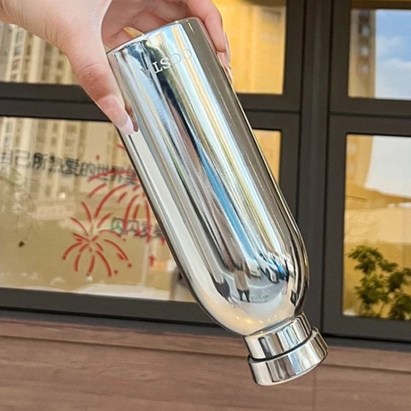 Mirror-Finish Lidded Stainless Steel Insulated Cup 500ml Insulated Tumbler Qme
