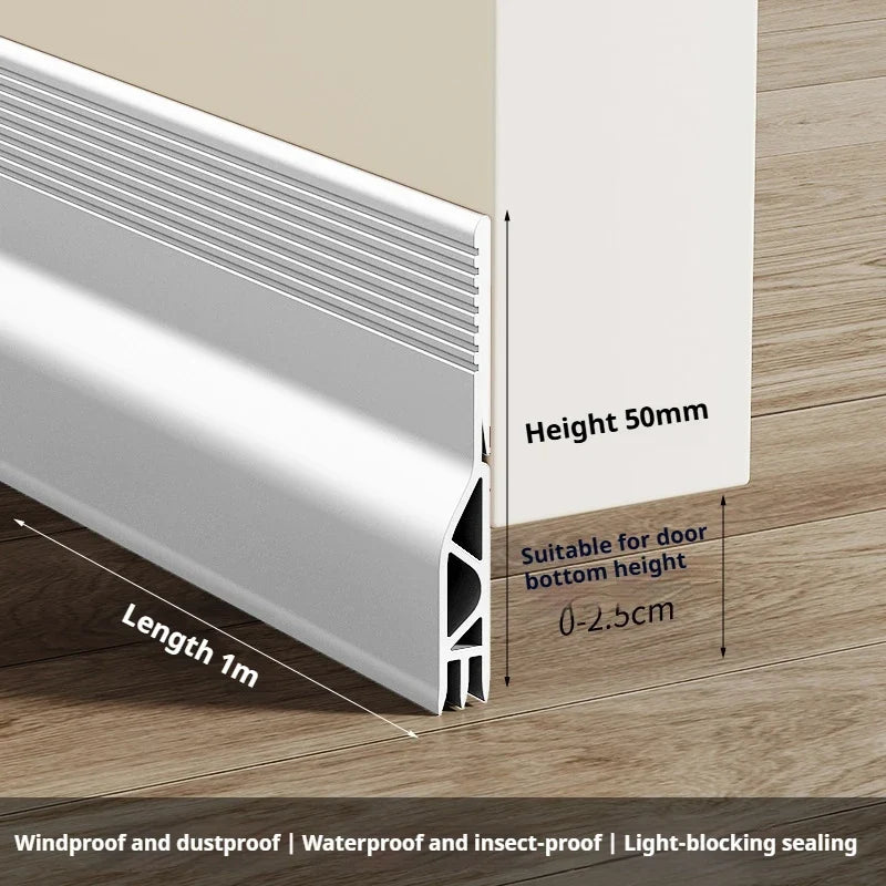 TPE Door Bottom Seal Strip Self-Adhesive Weather Stripping 1M Door Weather Stripping Qme Large White 4Pcs