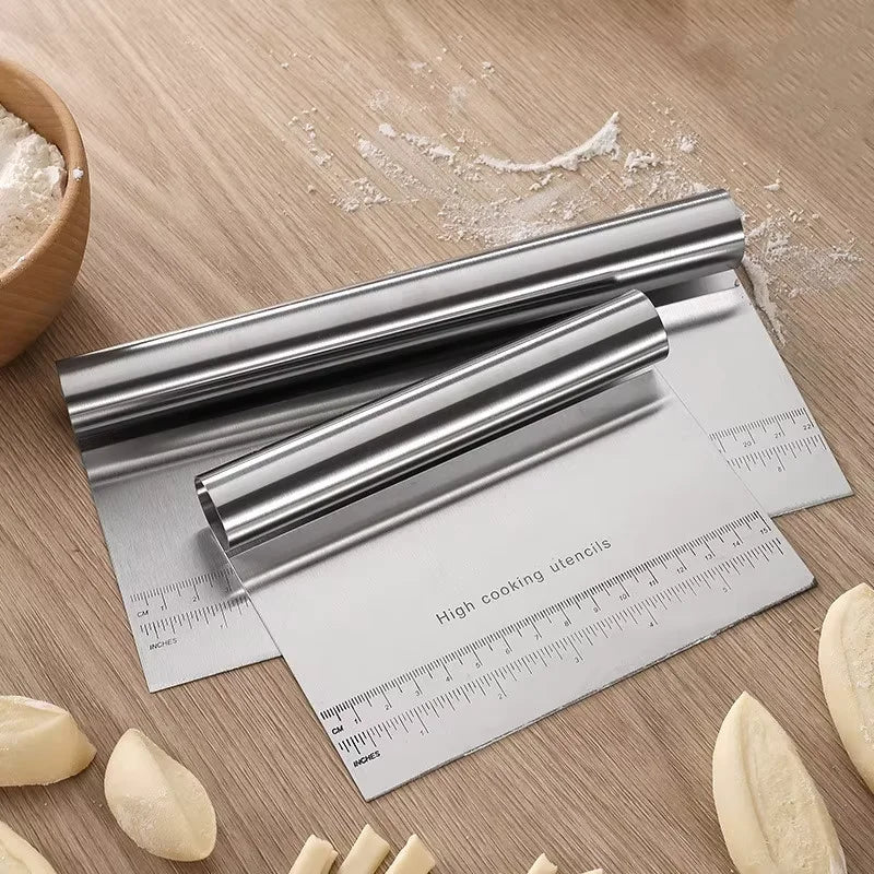 Stainless Steel Dough Scraper & Pizza Cutter with Scale Dough Scraper Tool Qst