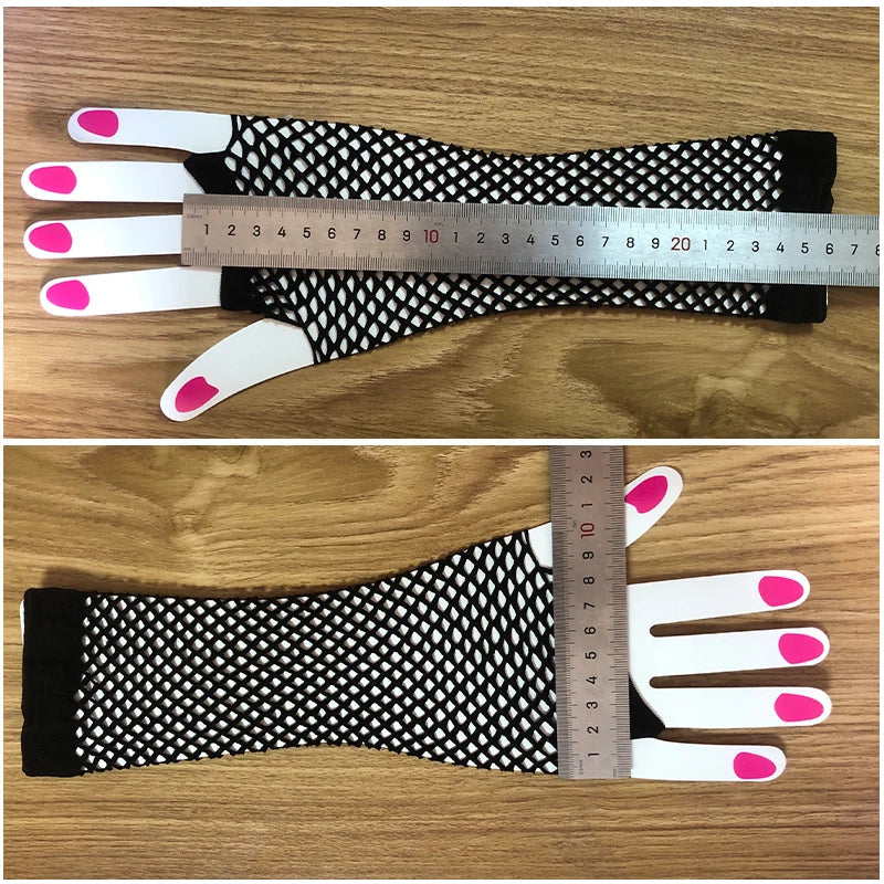 Women's Black Fishnet Fingerless Gloves 2 Pairs – Mesh Net Fishnet Fingerless Gloves Qme