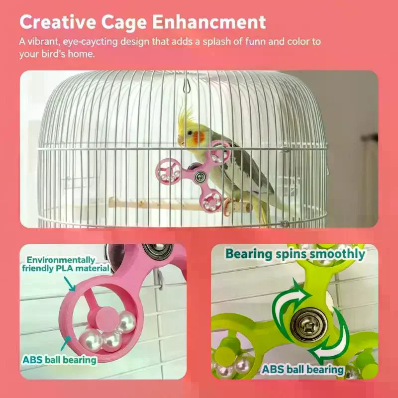 Interactive Rotating Spinner Toy for Cockatiels, Conures & Parakeets Interactive Bird Toy Qme