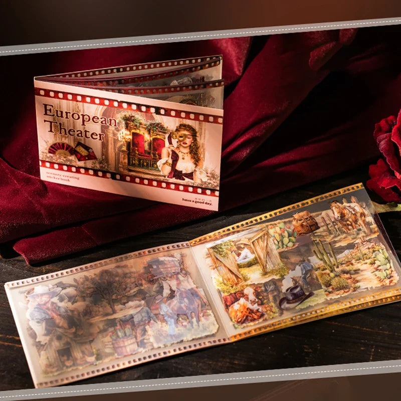European Vintage Scene Character Sticker Book | Scrapbooking Craft Sticker Book Qme