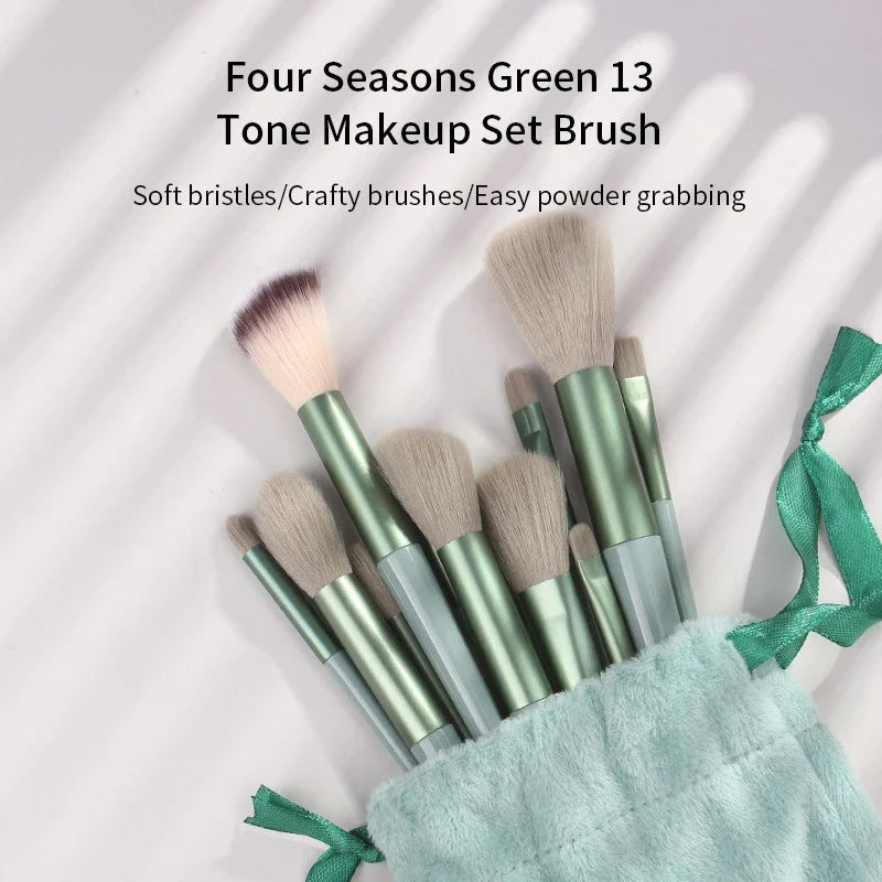 13-Piece Fluffy Soft Makeup Brush Set – Foundation & Blush Makeup Brush Set Qme