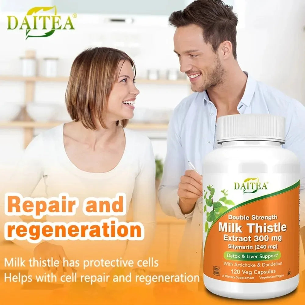 Milk Thistle 300mg Capsules + Dandelion Root | Liver Support Herbal Supplement Qst