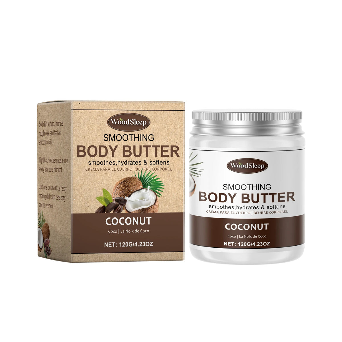 Woodsleep Coconut Body Butter Cream – Moisturizing & Firming 120g Body Butter Cream Qst Coconut Cocoa
