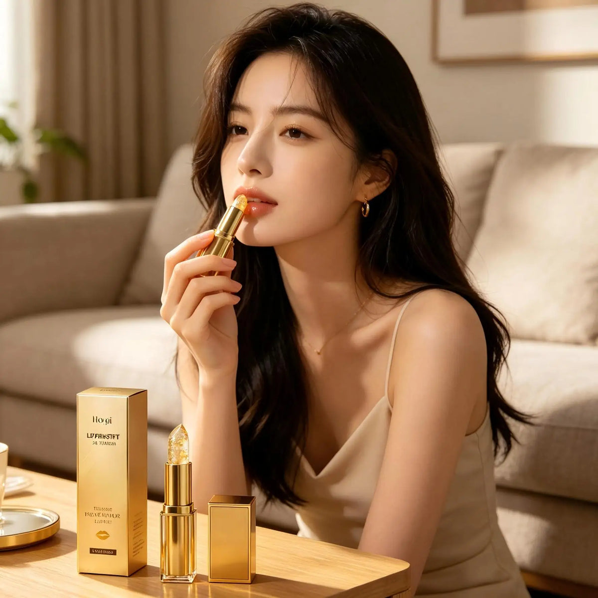 Hoygi Color Changing Lip Balm – Gold Shimmer & Hyaluronic Acid Tinted Lip Balm Qst