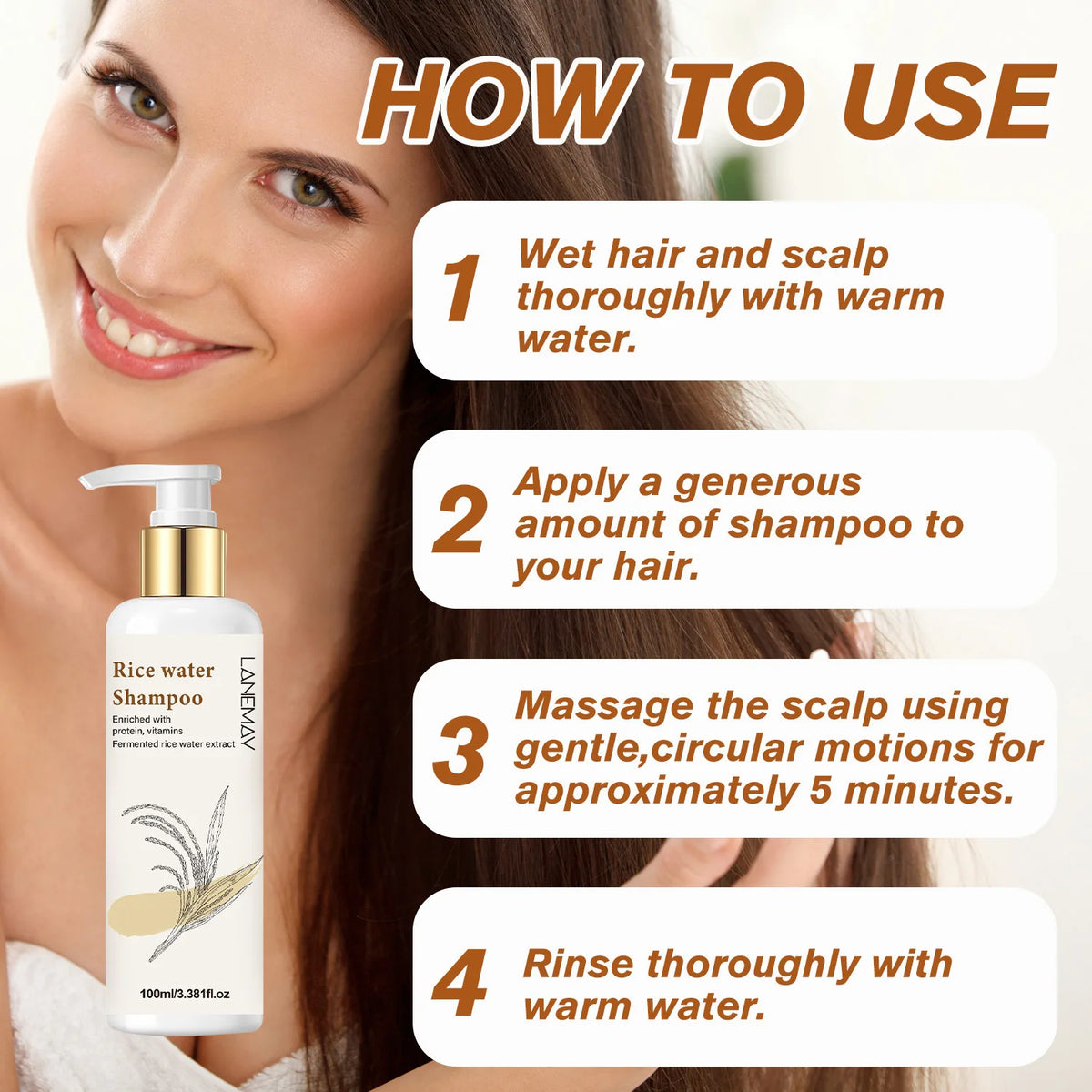 Lanemay Rice Water Shampoo – Hydrating & Softening 100ml Rice Water Shampoo Qst