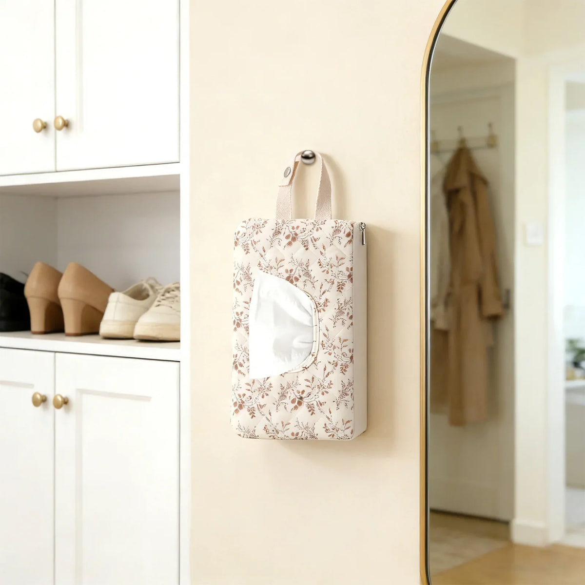Floral Quilted Pull-Out Wipe Holder & Diaper Pouch Wipe Holder Pouch Qme