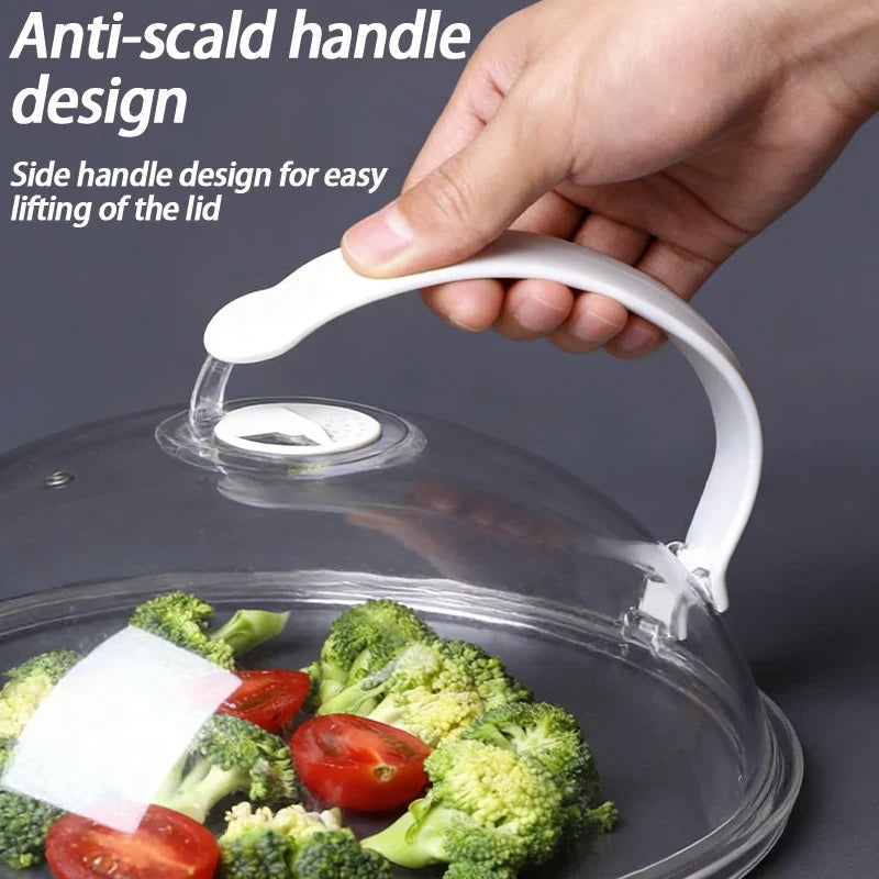 Microwave Food Splash Proof Cover with Handle | PP Lid Microwave Cover Lid Qme