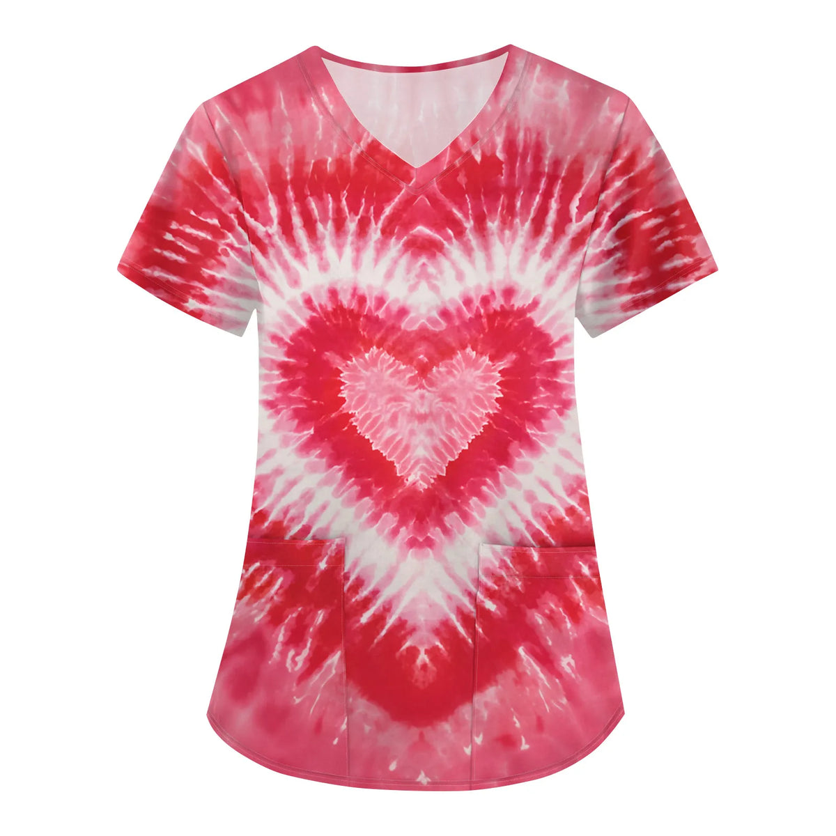 Women's Short Sleeve Scrub Top | Pharmacy & Salon Uniform Scrub Top Qme Red XL