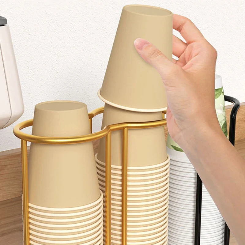 Desktop Iron Cup Storage Rack & Paper Cup Holder for Kitchen Cup Storage Rack Qme