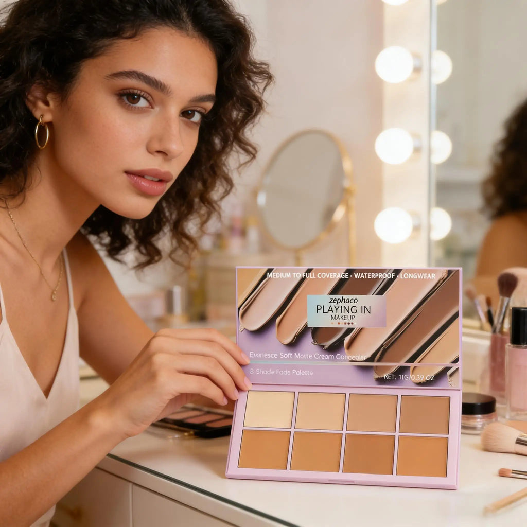 Zephoco 8-Color Concealer Palette – Full Coverage & Brightening Concealer Palette Qme