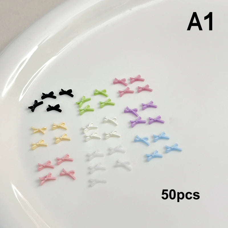 50Pcs 3D Ribbon Bowtie Nail Art Charms – Resin Nail Decor Nail Art Charms Qst A1