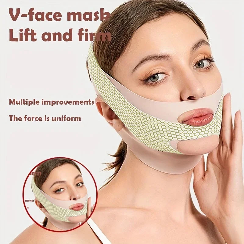 V-Shape Face Lifting Bandage | Silica Gel Chin Contour Wrap Facial Lifting Wrap Qme light pink