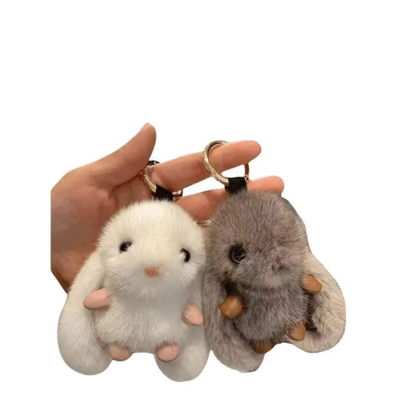 Plush Rabbit Keychain – Fluffy Soft Bunny Charm Pendant Plush Keychain Charm Qme