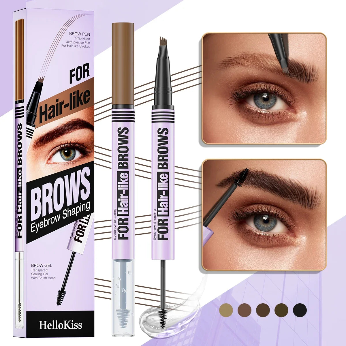 Qme Double-Ended Waterproof Eyebrow Pencil – 5 Shades Eyebrow Pencil Qme