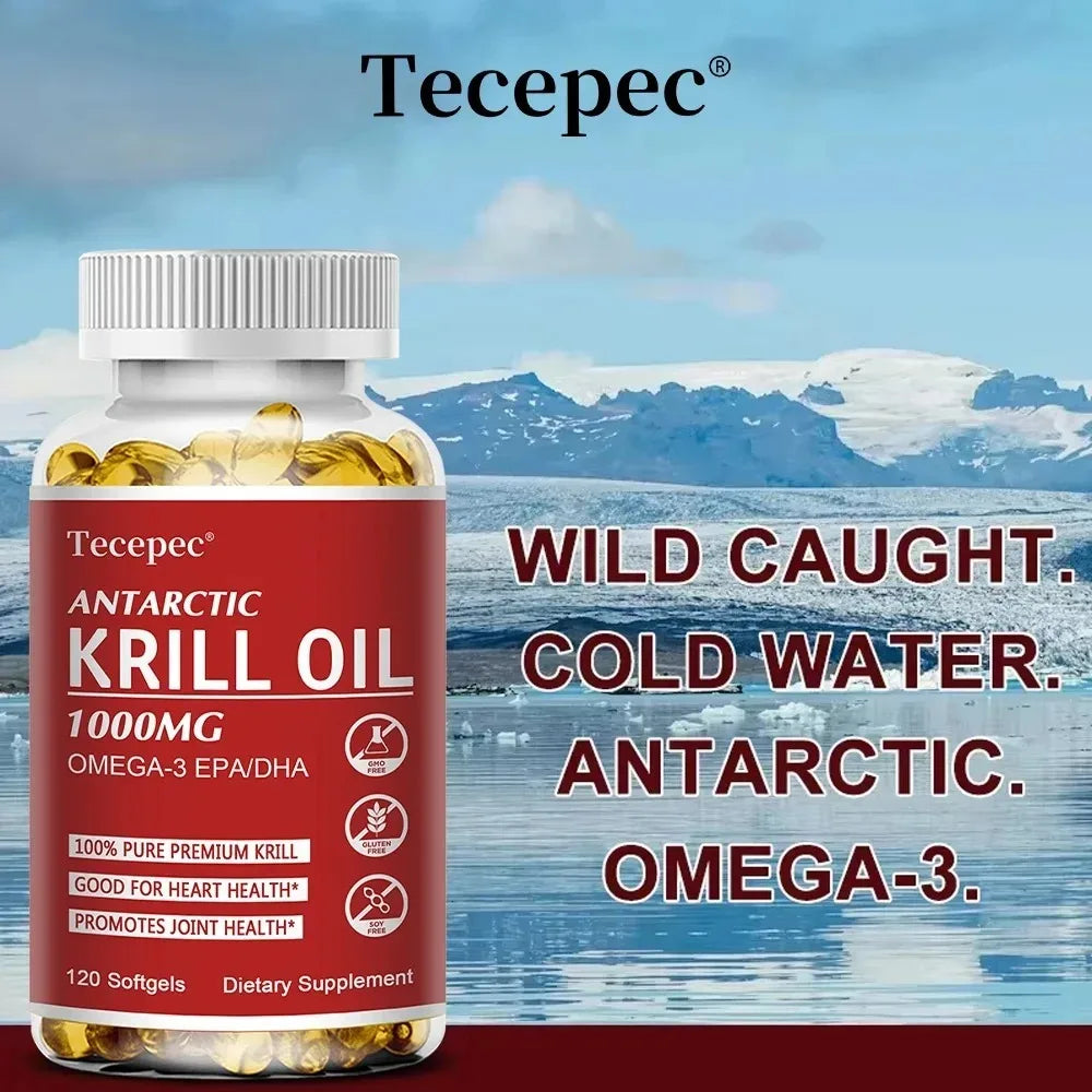 Antarctic Krill Oil 1000mg Capsules – Omega-3 DHA EPA Softgels Omega-3 Supplement Qst