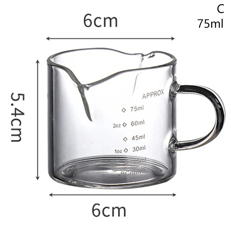 Espresso Shot Glass Double Spout Measuring Cup – Heat-Resistant Espresso Measuring Cup Qme C