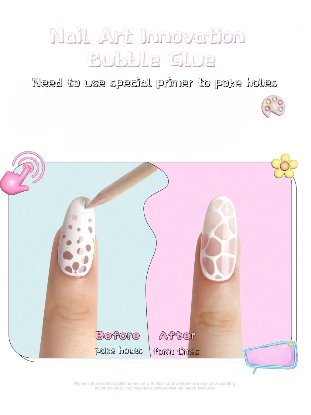 Qme 2-Piece Bubble Nail Polish Poke Net Set – Wave Design Nail Polish Set Qme