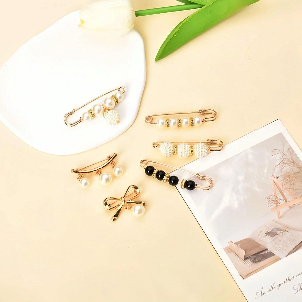 Women's Pearl Waist Adjuster Pins for Trousers & Pants – 8pcs Waist Adjuster Pin Qme