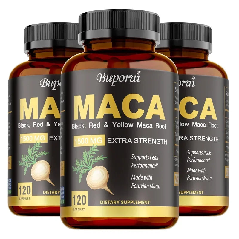 Maca Capsules – Energy, Endurance & Mood Support | Pslalae Herbal Supplement Qst 120 Capsule-3bottles