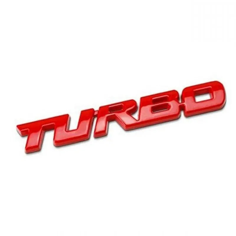 Turbo Metal Alloy 3D Car Badge Sticker | Emblem Decal Car Badge Emblem Qme 9.7X1.1cm Red