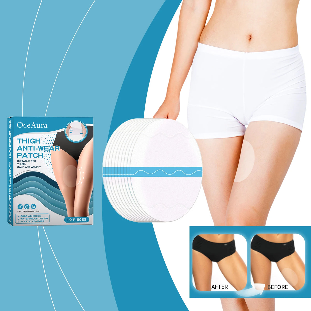 Anti-Chafing Thigh Pads – Invisible Sweat-Proof Patches 10/20pc Anti-Chafing Thigh Pad Qst